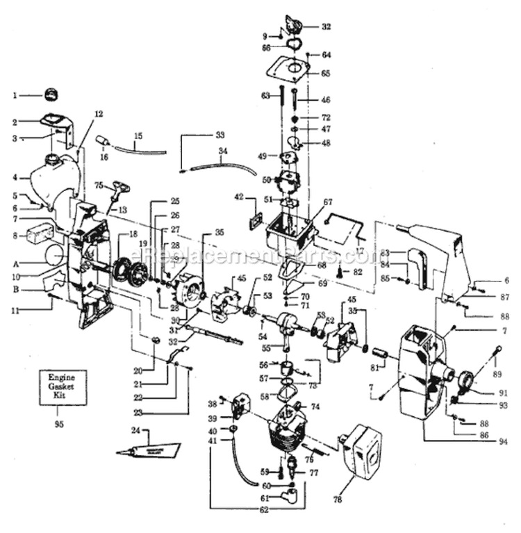 Page C Diagram and Parts List for YP115  Weed Eater Trimmer